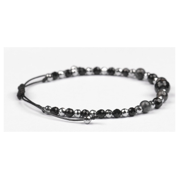 Bransoletka czarny TURMALIN LABRADORYT HEMATYT ochrona inspiracja